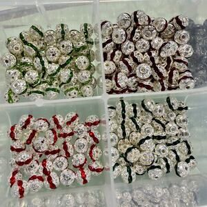 Huge Lot! 775 pcs, 6mm 8mm Silver Plated Filigree Rhinestone Crystal Beads